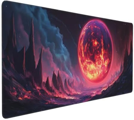 Sternennacht Erde Mauspad,Large XXL Mouse Pad 700x300x3mm Tastatur Matte, Vernähte Kanten WassXerdicht Anti-Rutsch Mauspad,Erweiterter Schreibtisch Schutz Mauspad für Geschenk Weiblich Office k-347