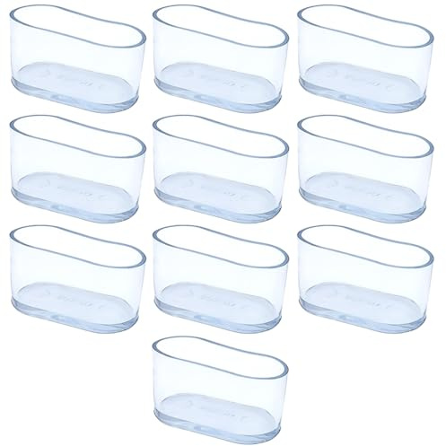 10 fodere ovali in gomma trasparente, 20 x 40 mm, in PVC, antigraffio, per tavolo, sedia e ufficio