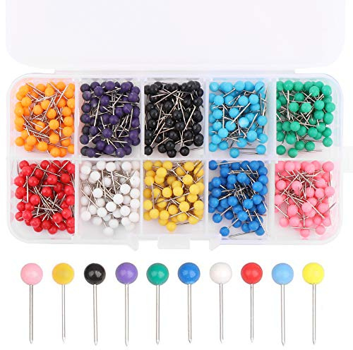 500 Stück Karte Nagel Pinnadeln Rundkopf Stecknadeln Map Push Pins | mit Kopf für Tafel Weltkarte Cork Board Notiztafel mit Edelstahlspitze