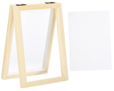 QUARKZMAN Pantalla Para Hacer Papel De Madera Kit De Marco Para Hacer Papel De 7.1 X 4.9 Pulgadas De Doble Capa Con Malla Para Hacer Manualidades De Papel DIY Tarjetas, Marcadores