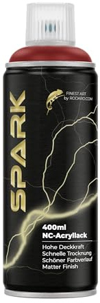 SPARK Sprühdose 400ml – Matte Sprühfarbe für Künstler, DIY, Modellbau & Möbel – Hohe Deckkraft, schnelltrocknende Spraydose - Rubinrot