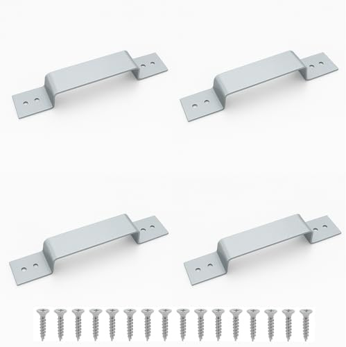HAFD Galvanised Steel Security Panel Brackets 223mm x 40mm, Heavy Duty Fence Fixing Plates with Screws, Rust-Resistant Mounting Hardware for Garden & Outdoor Use (Pack of 4)