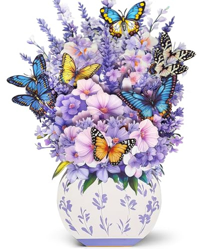 Hierein Birthday Cards for Women, 3D Butterfy Flower Pop Up Birthday Cards | Birthday Cards for Mum, Sister, Daughter, Wife, Greeting Card for Mother’s Day, Anniversary, Thinking of You, Thank You