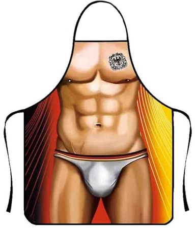 FUGLUS Kochschürze Männer Sexy,Muskelschürze,mens gifts,Kochschürze Männer Lustig Grillschürze für Küche Lustige Schürze für Bbq Party Erwachsene Schürze für Geschenk