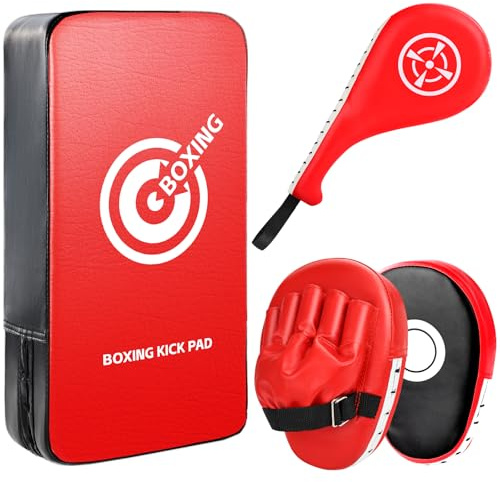 NZQXJXZ Punching Mitts Kick Pack Set, Boxing Pads Curved Focus Punching Mitts Kickboxing Striking Target Pads for Kids Men Women, Martial Arts Training Equipment for Boxing Taekwondo Karate Muay Thai