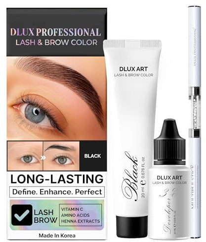 Korean Eyebrow Color Kit Black– Professional Brow Color for Women, Eyebrow Color for Natural Looking Brows, Long-Lasting Brow Color for Salon & Home