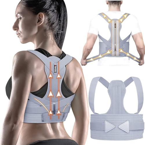 ZINUU Rücken Geradehalter, Rückenstützgürtel Haltungskorrektur Damen Herren, Haltung Korrektur Gurt, Back Posture Corrector, Verstellbare Haltungstrainer Rückengurt - Rückenstütze(44.8'-48.8')