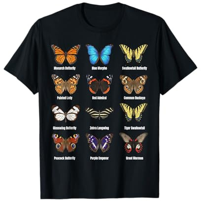 Types de Papillons, Tableau des espèces de Papillons T-Shirt