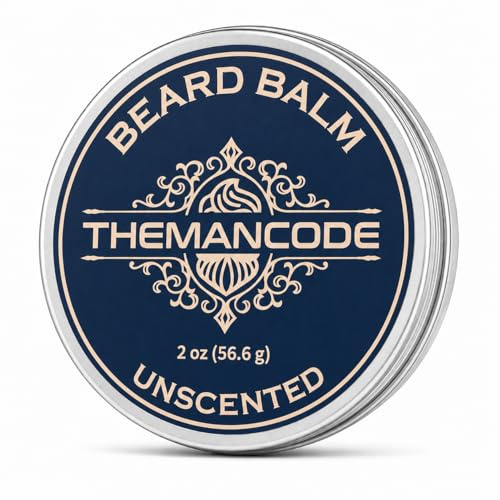 THEMANCODE Skäggbalsam för herr parfymfri, mjukgörande skäggsmör med jojobaolja, skäggvård, fars dag presentidé, 2 oz