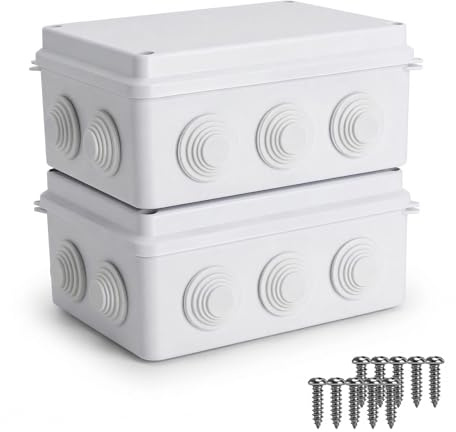 2 stycken ytmonterad kopplingsdosa vattentät IP65, 150 x 110 x 70 mm fördelningsdosa ytmonterad ABS-hölje vitt, kopplingsdosa utomhus fördelningsbox, kopplingsbox plast elektrisk låda för elprojekt