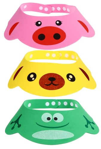 UTHCLO Babyhaarwäsche Schutz 3 Stück Verstellbare Shampoo Kappe Cartoon Formen für Kleinkinder mit Augenschutz Beim Haare Waschen und Baden