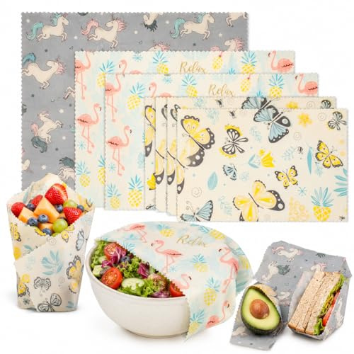 Bienenwachstücher, 9 Stück, S/M/L, Naturwachs & Bio-Baumwolle | Wiederverwendbar Wachspapier für Lebensmittel, Wachstücher für Lebensmittel, Sandwiches, Käse, Brot, Obst, Gemüse