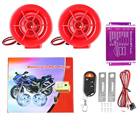 Aramox Motorcykellarmhögtalare Aluminium Högtalarförstärkarsystem 2x20W Vattentät FM-radio MP3-spelare med USB och Fjärrkontroll för 12V Motorcyklar Stöldskyddsljud
