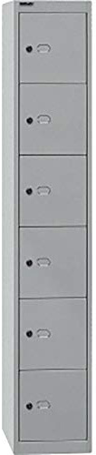 BISLEY Schließfachschrank Office, 1 Abteil, 6 Fächer, T 305 mm, Metall, 355 Silber, 30.5 x 30.5 x 180.2 cm