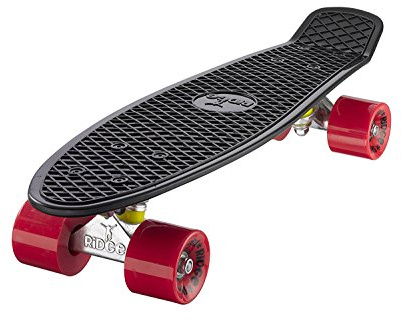 Ridge Skateboards 22 Mini Cruiser Skateboard, Nero/Rosso