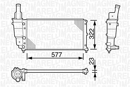 MAGNETI MARELLI Radiatore, Raffreddamento motore 350213114000 | Compatibile con: FIAT PUNTO, PUNTO Cabriolet, PUNTO Van, LANCIA Y