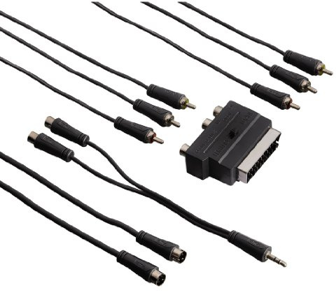 Hama 00122165 universal DVD-Anschluss-Set (RCA, S-Video, 3,5mm Klinkenstecker, SCART, 5m) schwarz