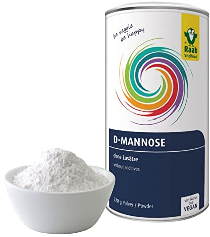 Raab Vitalfood® D-Mannose Pulver (220 g) - frei von Zusätzen, vegan, glutenfrei, gut löslich, mit Meßlöffel in der Dose, Vorratspackung, 100% D-Mannose (gewonnen aus Mais)