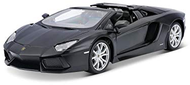 Maisto Lamborghini Aventador Roadster: Originalgetreues Modellauto 1:24, Türen und Kofferraum zum Öffnen, Fertigmodell, 20 cm, schwarz (531504M)