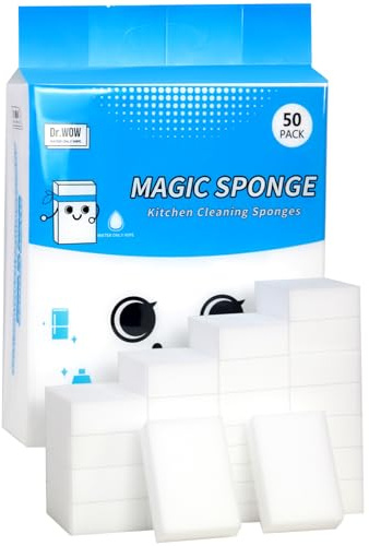 Dr.Wow 50-Pack Melamine Sponges 1.18in - Kitchen & Bathroom Scrub Pads (Extra-Thick 3.94 L x 2.76 W x 1.18 Th)