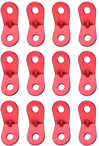 TRIWONDER Tendeur de Corde Camping en Alliage d'Aluminium Ajusteur de Corde Guyline Tendeurs pour Tente Bâche Randonnée (Rouge (2 Trous) - 12 Pièces)