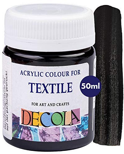 Decola - Klassische Schwarze Textilfarbe 50ml | Hochpigmentierte Textilfarben Waschmaschinenfest | Hergestellt von Neva Palette