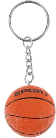 Rugby basket fotboll nyckelring roligt nyckelband PU fickhänge bil nyckelring hänge för barn kvinnor män, Röd brun basketboll, 3.88 x 3.8 x 1cm