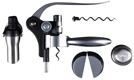 BERGNER Wine Expert - Juego Comnpleto Amantes del Vino 1 Abridor De Vino - 1 Cortador De Papel De Aluminio - 1 Tapón De Vino De Acero Inoxidable - 1 Vertedor Y Tapón - 1 Tornillo ,