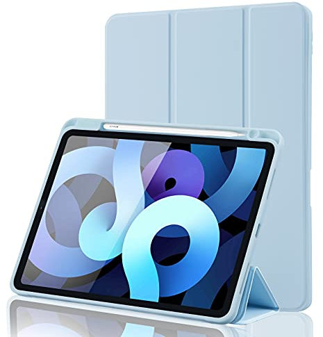 Case for iPad Air 11 Inch 2025 M3/2024 M2/Air 7 6 5 4 Generation (2025/2024/2022/2020) 10.9 Inch with Pencil Holder, Smart Stand Cover, Supports Apple Pencil Charging, Auto Wake/Sleep - Sky Blue