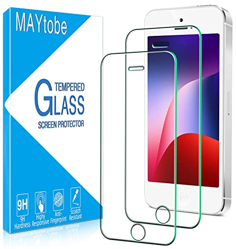 MAYtobe 2 Stück Schutzglas für iPhone SE 2016, iPhone 5s, iPhone 5, iPhone 5C Schutzfolie, Frei von Kratzern, 9H Härte, 0.33mm Ultra-Klar Displayschutzfolie, Blasenfreie, Ultrabeständig