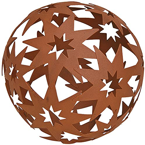 Matches21 Boule en métal avec étoiles - Décoration de jardin - 1 pièce - Diamètre : 14 cm