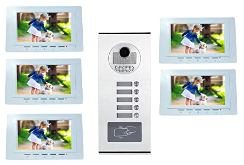automatisme passion Visiophone Couleur pour 5 logements, 5 Appartements avec Lecteur RFID intégré