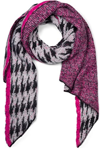 styleBREAKER Damen Web Schal Hahnentritt Pepita Asymmetrisch | Zweifarbiges Design (eine Seite meliert), 54x192 cm großes Format für flexible Stylings, voluminös, auch als Stola nutzbar.
