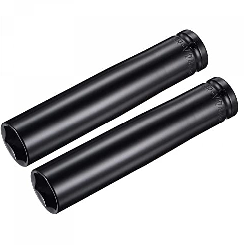 sourcing map 1/2 Drive by 24mm Deep Impact Socket, Heat-Treated CR-V Steel 6 Length, 6-Point Metric Sizes 2 Pcs