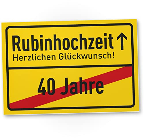 DankeDir! Rubinhochzeit 40 Jahre - 30 x 20 cm Schild - Geschenk Hochzeitstagsgeschenk Jubiläum Hochzeitstag Geschenkidee - Karte Rubin Hochzeit Hochzeitstagskarte Glückwunschkarte