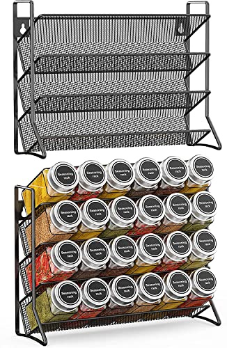 Bomclap Gewürzregal kein Gewürzglas Stehend gewürz regal küchenregal metall Hält viel gewürzgläser Gewürz Organizer für Küchenschrank und Arbeitsfläche, gewürzgläser nicht enthalten, Schwarz