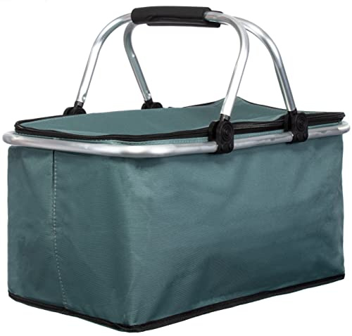 Brandsseller Einkaufskorb Kühlkorb Shopper Lunchtasche Kühltasche Picknickkorb Klappbar ca. 46x23x27 cm Grau