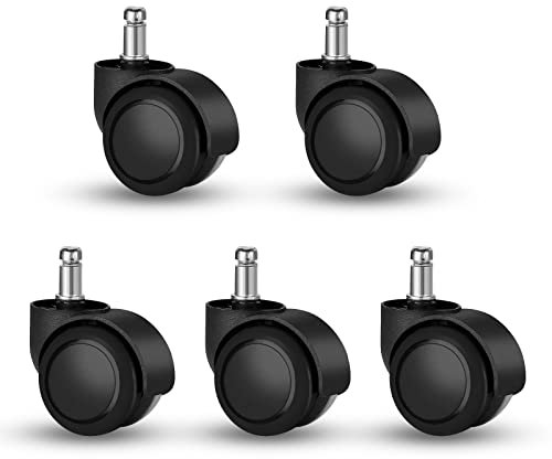 Yuechenggui Universal Size Office Chair Twin Caster Wheels, Chair Casters Replacement, for Office Chairs, Gaming Chair, Swivel Chair, RoHS and BIFMA quality certified. 5 Pcs 11 mm (Schwarz)