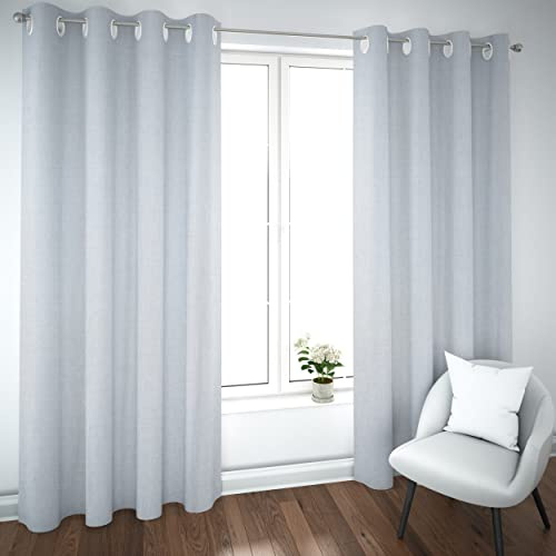 Dalina Textil - Cortinas Salón Dormitorio diseño de Lino - Cortinas Semitranslúcidas con Ojales un Panel de 140 x 260 cm Color Celeste Claro