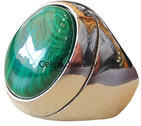 Natürlicher blauer Kupfer-Türkis-Ovalring, schwerer 925er Sterlingsilber-Edelstein im arabischen Stil, Siegelring für Herren, Statement-Ring, Geburtstagsgeschenk