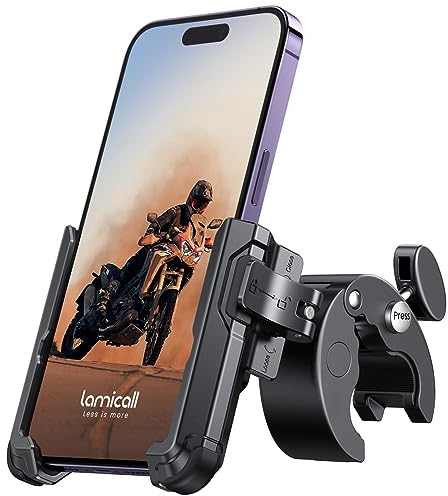 Lamicall Handyhalterung Motorrad, Handyhalter Fahrrad - 【1s Schnellspanner】 Lenker Halter für Dreharbeiten, Universal Handy Fahrradhalterung für iPhone 16 15 14 13 12 Pro Max Plus, 4-7 Zoll Smartphone