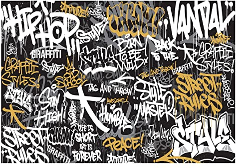 WallArena - Vlies Fototapete Kinderzimmer 368x254 cm Graffiti Junge bunt Street Art Jugendzimmer Jungs - Fototapeten Tapeten für Kinder Kindertapete - Vliestapete Wandtapete Tapete 3D Effekt