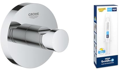 GROHE Start - Bademantelhaken + Kleber (Material: Metall, verdeckte Befestigung, zum Kleben oder Bohren), chrom, 41173000