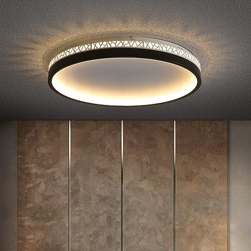 SEATAIN LED Deckenleuchte 3000K warmes Licht Schlafzimmerlampe, 30W 30cm rund schwarz Aushöhlen Design „Vogelnest“ Deckenlampe Schlafzimmer, 3000lm Nicht dimmbar