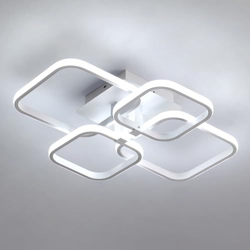 Pheashine Lámparas de Techo LED 60W Plafon Led Techo Cuadrada Design, Lamparas de Techo Moderna Blanca para Salon, Dormitorio, Cocina, Comedor, 6500K Luz Fria