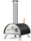 BURNHARD Horno para pizzas de exterior NERO, 500 °C, horno de leña portátil incl. pala para pizza y piedra de pizza de cordierita, multicombustible: leña, pellas, carbón vegetal, briquetas