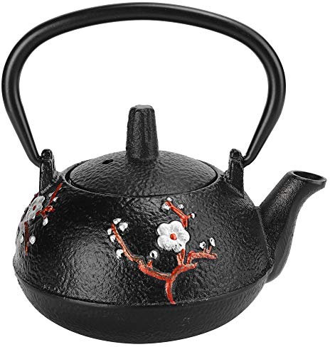 NDNCZDHC Bouilloire à Thé en Fonte, Service à Thé De Décoration De Bouilloire à Thé en Fer De 0,3 L, Fleur De Prunier De Pie Non Revêtue Imitant Une Théière De Style Japonais
