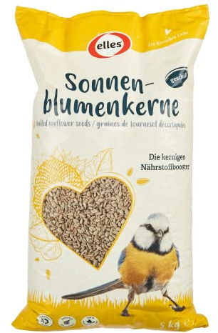 Elles geschälte Sonnenblumenkerne 3 x 5 kg I Kerniger Nährstoffbooster für Wildvögel I Energiereich | Ideales Ganzjahresfutter | Saubere Fütterung für Balkon & Terrasse