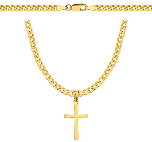 Amor Luxury de Oro Hombres 585, Cadena Hombres 925/585 - Rey Cadena - colgantes cruz, cadena de oro hombre 70 cm