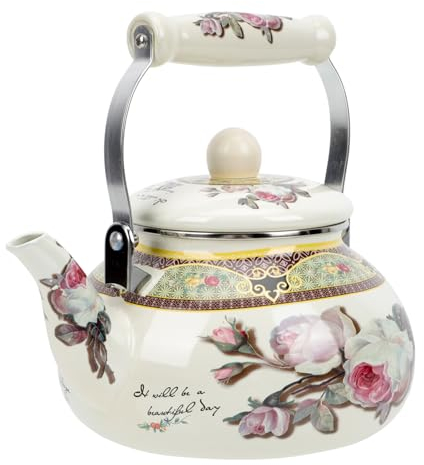 Bouilloire À Thé En Émail Vintage Théière Turque De 2 5 L Théière À Fleurs Cafetière À Fleurs Cuisinière En Céramique Bouilloire Classique Rétro Chaudière À Eau